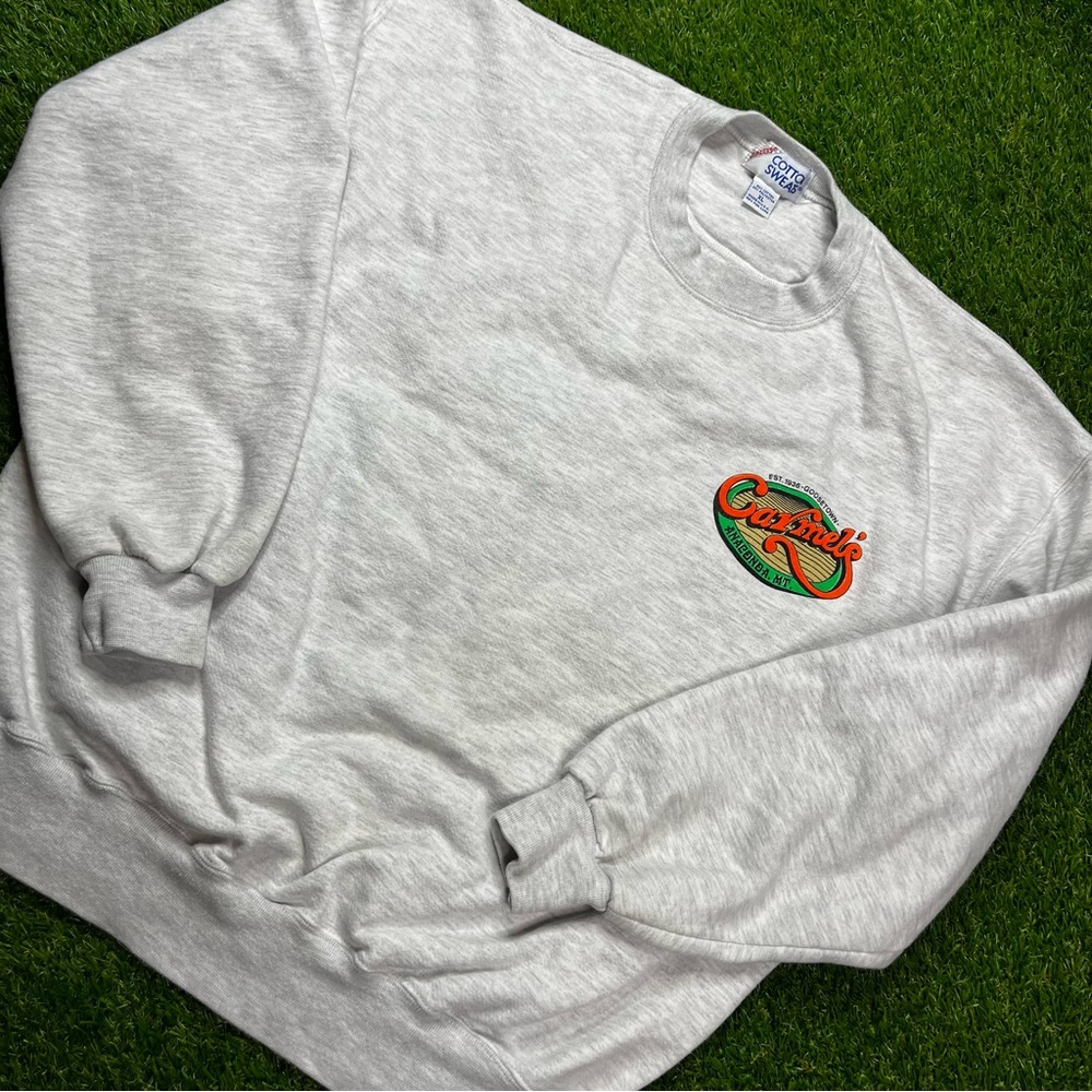 Vintage x 90’s x Carmel’s x Gray Crewneck‎ Sweatshirt with Logo Design MADE I